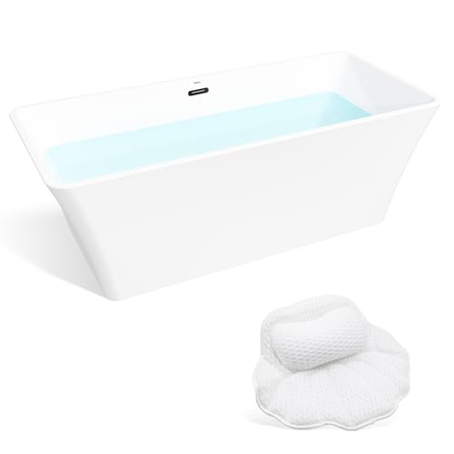 FerdY Sentosa 67" Acrylic Freestanding Bathtub, Contemporary Design Soaking Tub