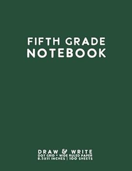 Paperback Fifth Grade Notebook: Dark Green Softcover Wide Ruled Composition Journal Book