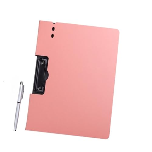 ノートブックフォルダー 書類フォルダー A4対応 横?両用 整理板 PP+金属素材 23.5*32cm 3層発泡板 防水 軽量 丈夫 マット質感 クッション開閉 丸角安全設計 オフィス 学校 病院 工場 会議 収納 ファイル挟む ファイリング (ピンクオレ