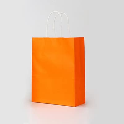 10/20/50 szt. DIY wielofunkcyjna miękka kolorowa torba papierowa z uchwytami festiwal torba na prezent torby na zakupy torba do pakowania papieru kraftowego - pomarańczowa, 32 x 25 x 11 cm, 50 szt