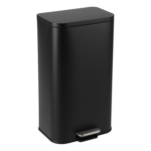 Caneca de Basura Rectangular 3.2 gal Acero Inoxidable Negro