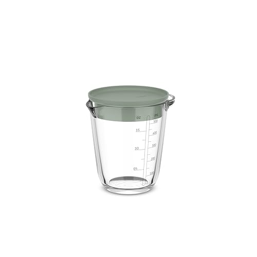 Mepal - Vaso medidor de cristal con tapa Chef it - Escala grabada fácil de leer - Apto para microondas y horno (sin tapa) - Cristal de alta calidad - Apto para lavavajillas - 500 ml - Nordic sage