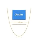 Jewlpire Solid 24K Over Gold Chain Necklace for Women, 1.2mm Cable Chain Italian Gold Chain for Women Thin & Sturdy & Shiny Women's Chain Necklaces 16 Inch