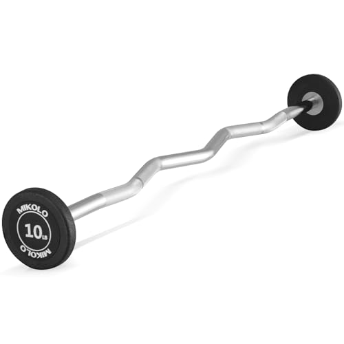 Mikolo Fixed Barbell, Pre-Loaded Weight EZ Curl Bar for Strength Training