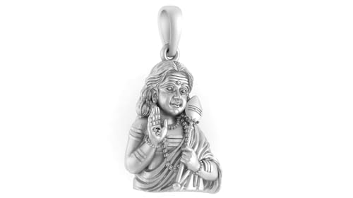 Pendentif Murugan Kartikeya argent 92.5 % pur et gemme précieuse d'exception - 2