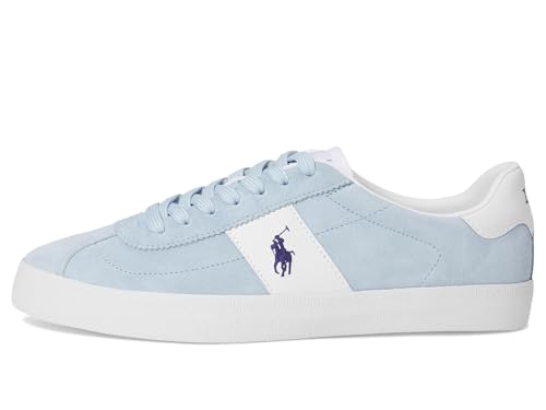 Polo Ralph Lauren, Men, Court Vulc Leather-Suede Sneaker, Light Blue, 8, Medium4