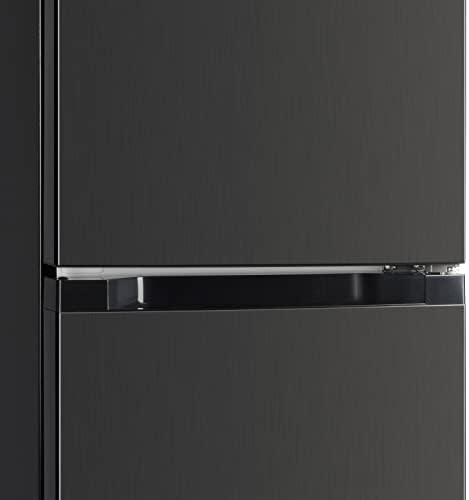 CHiQ 157L (47.4cm wide 144cm High) 70/30 Freestanding Fridge Freezer, low frost, 12-year compressor warranty, E, 39db,Reversible Doors dark inox