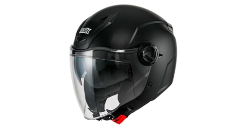 Casco Moto Jet Gafa Solar Integrada Policarbonato Alta Resistencia Ventilación Óptima Interior Desmontable Lavable Homologación - Negro Mate, M