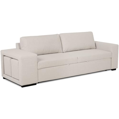 BUDWING Avery Sofá Cama 3 Plazas + 2 Pufs – Sistema de Cama Integ...