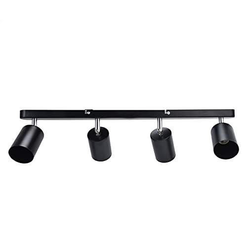 XHTLLO GU10 Lamp Holder, 4 Head Rotating Ceiling Mounted Spotlight Base, Flexible Rotation Design, Easy Installation, Iron Material for Canteen, Shopping Mall, Showcase(Black)
