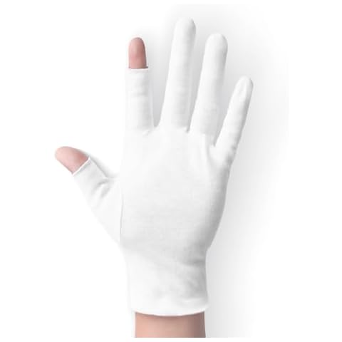 ANSMIO 2 Pairs Cotton Gloves Touchscreen, White Gloves for Dry Hands, Cotton Gloves for Sleeping, Moisturizing Night Gloves, White Gloves 100% Cotton, Size M (2 Pairs) Cover