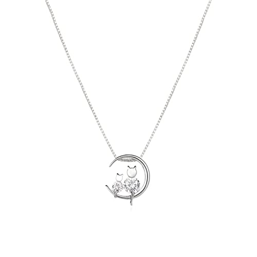 Collier en Argent 925 Pendentif Chat Bijoux Collier Femme