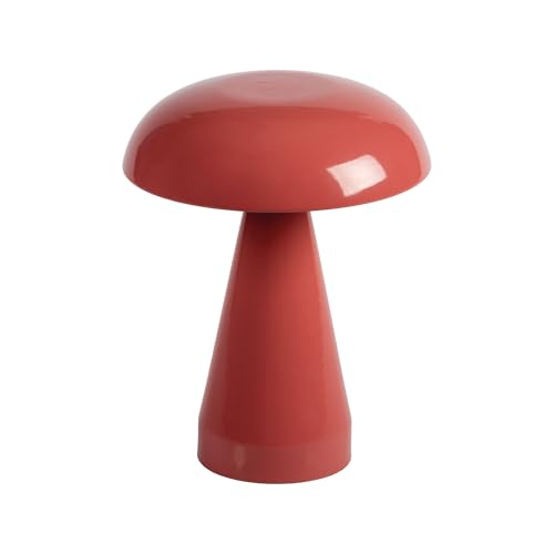 LightLogic Lampe de table 15,5x20,5 cm à piles – Lampe de chevet avec pied en métal et abat-jour en plastique en forme de champignon – Lampe de table...
