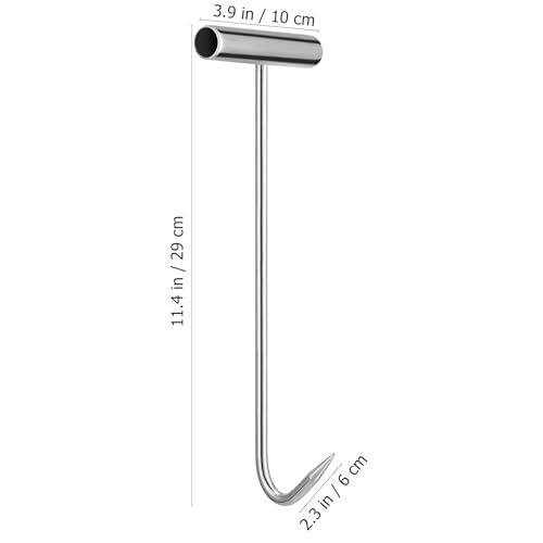 Image of DOITOOL 2Pcs Heavy Duty Manhole Cover Hook Lifter, T-Shaped Stainless Steel Manhole Lifting Hooks, Multipurpose Lifting and Pulling Tool for Septic Tanks, Storm Drains, Sewer Lids and More, 11.4 Inch