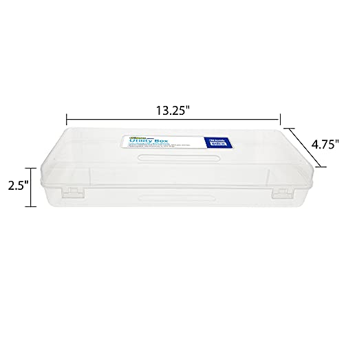 Bazic Plastic Pencil Case, Ruler Length Large Utility Storage Box, Clear Color, Multi Purpose Organizer, 1-Pack #TOP3