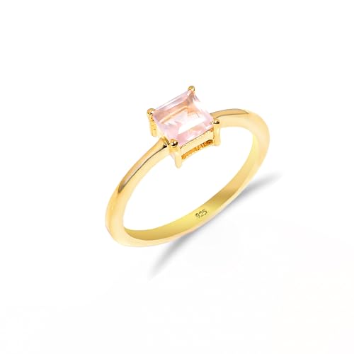 Bague en quartz rose naturel d'amour et promesse éternelle en argent sterling 925