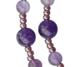 Sine Cera Amethyst 5 Decade Catholic Twisting Rosary Bracelet for Women, Lusterous Pewter Crucifix and Miraculous Medal, Durable Strech Design with 4mm Smooth Stone Beads3