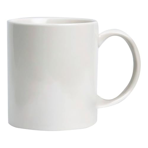 11 oz White Ceramic Coffee Mug, Large Comfortable Handle for Office & Home