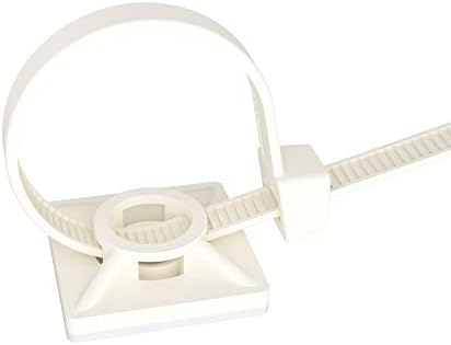intervisio Zip Ties Wrap Nylon Cord 200mm x 2.5 mm, 100 Pieces + Cable Tie Mounts Self Adhesive Sticky Base/Bases Holder Pads Clips, 19mm, White Neutral Natural, 50 Pieces