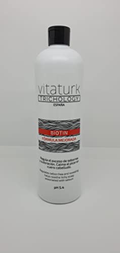 CHAMPÚ BIOTIN VITATURK 500 ml. NUEVA FORMULA MEJORADA. Anticaída para cabellos finos, frágiles. Regenera y da volumen. Especialmente indicado para cabello graso | FABRICADO EN ESPAÑA |
