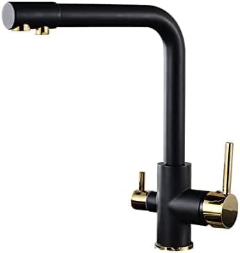 3-Way Kitchen Sink Filter Tap - 3-in-1 Drinking Water Mixer Under-Sink Filtration System Black Faucet Compatible Easy Install Healthy Water Solution