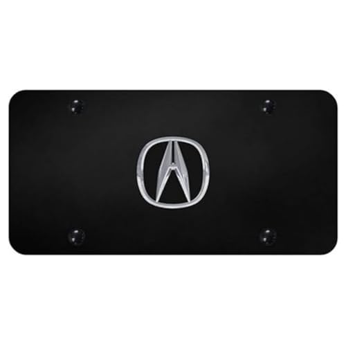 Au-Tomotive Gold, Inc. Officially Licensed 3D OEM Logo on License Plate for Acura (Chrome on Black)