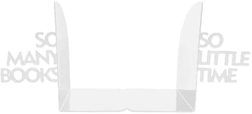 Alplast - Sujetalibros Sujeta Libros de Metal Too Many Books, To Little Time de Acero Pintura en Polvo Blanco Regalo para Lectores