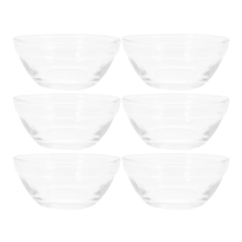 6pcs Glass Food Bowls Multi-function Pudding Dessert Containers Stacked Bowls for Rice Noodles and Snacks Heat Cold Resistant Design for Home Use