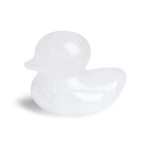QINJIEJIE 1.5" Clear Quartz Crystal Duck Decor Figurines Healing Quartz Crystals Stone Cute Duck Animal Statues Reiki Home Room Desk Decor Sculpture Lunny Funny Ducks Gifts for Women