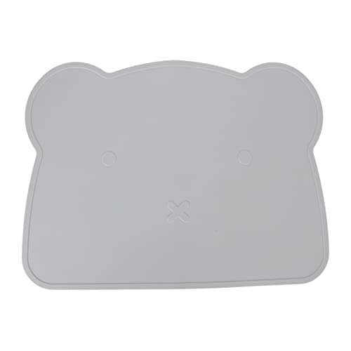 Image of Kids Plate Mat, Baby Placemat, Silicone Placemat Thicken Heat Insulation Anti Slip Soft Elastic Silicone Bear Placemat for Home Hotel Restaurant(Grey)