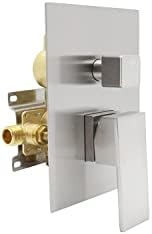 Drettyer 2 Way Outlet Function Solid Brass Shower Diverter Valve Mixer Rough-In Shower Handle Valve Kit Replacement in Brushed Nickel