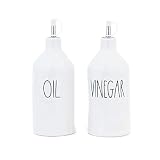 Rae Dunn Oil and Vinegar Cruets, Small Oil and Vinegar Dispenser Set, Oil Bottles for Kitchen