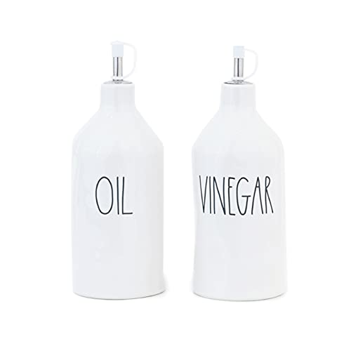 Rae Dunn Oil and Vinegar Cruets Dispenser Set