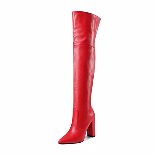 Bottes de discothèque pour femme en PU à talons épais idéales pour briller en soirée