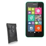 BoxWave Case for Nokia Lumia 530 (Case by BoxWave) - Nero Leather Envelope, Leather Wallet Style Flip Cover for Nokia Lumia 530