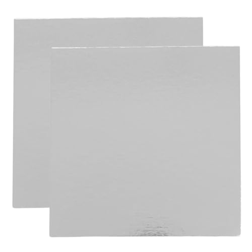 Bases para Tartas Cuadradas 30x30 cm | Pack de 10 Plata | Grosor 1 mm | Soporte Expositor en Cartón para Bizcochos, Pasteles y Dulces | Color Plateado