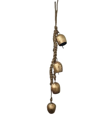 Rustic Iron Barn Bell Wind Chimes with Rope