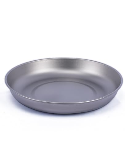iClimb Titanium Plate Ultralight Compact Portable Flatware Tableware with Bag for Outdoor Camping Backpacking Hiking Travel Picnic (L)