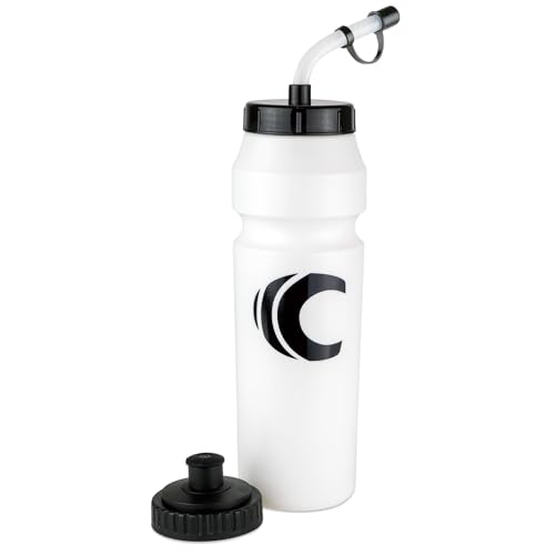 Image of Cannon Sports 1 Liter Sports Water Bottle, BPA-Free, 34 Oz Capacity, Large Mouth, 2 lids (Straw and Squeeze), Great For Helmet Sports Such As Hockey, Lacrosse, Football, Boxing (White)