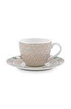 Pip Studio - Espressotasse mit Untertasse - Blushing Birds - Porzellan - Khaki - 2-teilig