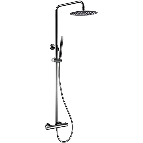 Mitigeur de douche thermostatique anti-brûlure avec ciel de pluie en laiton de 25 cm