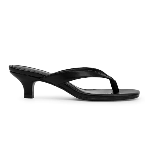 Image of Dsevht Kitten Heels for Women Jelly Square Open Toe Sandals Flip Flop Heel Summer Low Heeled Thong Sandals