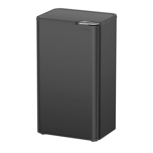 mVm Poubelle de Cuisine, Bureau 80L, avec Couvercle et Filtre Déodorant, Fermeture Douce et Maintien en Ouverture, en acier inoxydable, forme Rectangulaire, Support Détachable