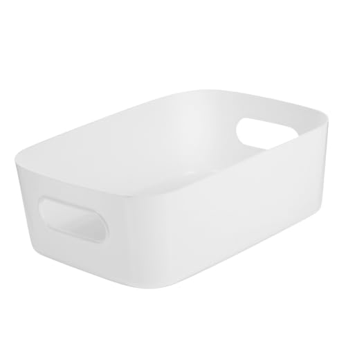 VILLFUL 6 piezas Unidades Cesta Organizadora Grande Blanca con Asas Huecas Resistente Caja Almacenamiento Abs para Cocina Baño Escritorio y Dormitorio