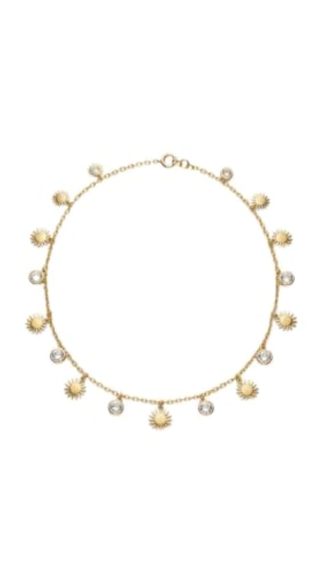 Women's Gold Sun and CZ Charm Dainty Chain Anklet