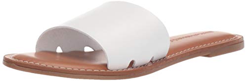Amazon Essentials Women's Single Band Flat Sandal, White, 7 M US