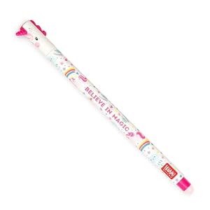 Legami - Bolígrafo de gel borrable, punta esférica para eliminar la tinta sin consumir la hoja, Tinta rosa termosensible, diámetro de la punta 0,7 mm, Tema Unicorn