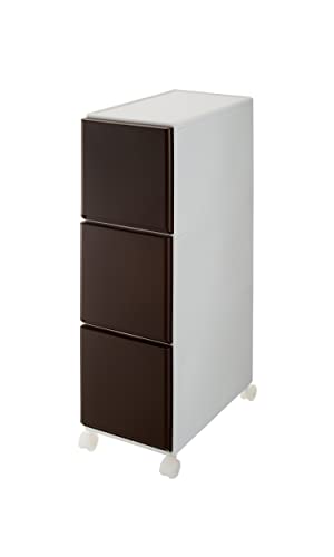 ライクイット (like-it) ランドリー収納 すき間 引出し 薄型 キャスター付き 約幅17x奥行42.2x高さ64cm 日本製 ラグドロワ スリム 3段 ブラウン LDS-3