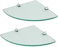 Kit 2 Prateleiras de Vidro Incolor de Canto para Banheiro 30cm com 2 Suportes Design Moderno, Ideal para Organizar Produtos de Higiene e Decorar com Elegância e Funcionalidade