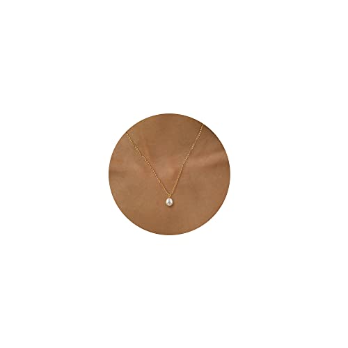 Tewiky Pearl Necklaces for Women, Dainty Gold Necklace 14k Gold Plated Single Pearl Necklace Simple Pearl Choker Necklaces for Women Trendy Cute Gold Necklace Jewelry for Women